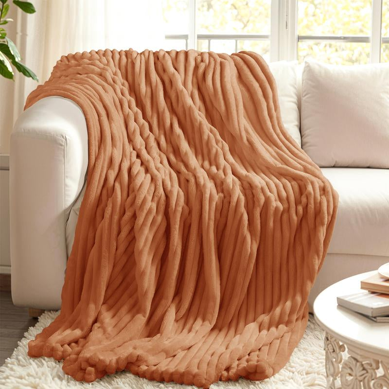 Thickened Striped Flannel Blanket – Luxuriously Soft and Cozy Plush Throw for Ultimate Comfort and Warmth, Perfect for Home Decor and Travel