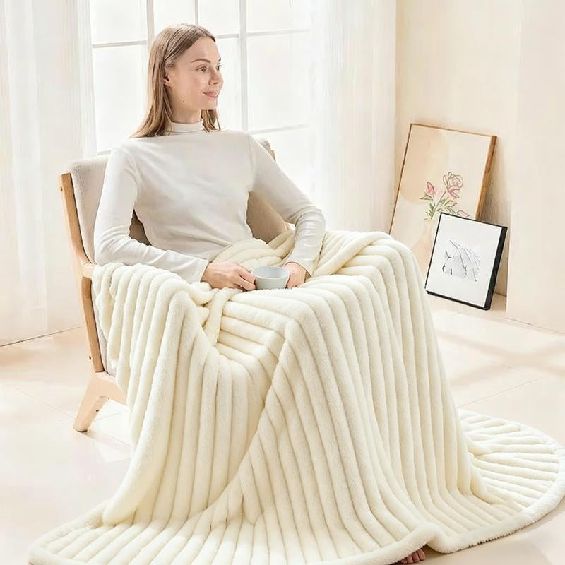 Experience Ultimate Comfort with Our Striped Sleep Blanket – Soft, Fluffy, and Skin-Friendly – Perfect for Beds and Sofas, 78 x 90 Inches – Ideal Holiday Gift for Christmas and Halloween