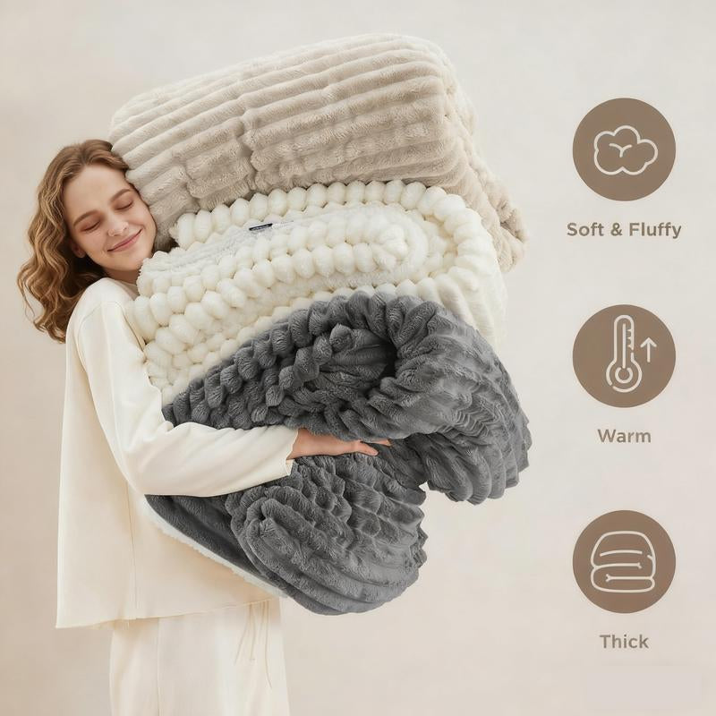 Experience Ultimate Comfort with Our Striped Sleep Blanket – Soft, Fluffy, and Skin-Friendly – Perfect for Beds and Sofas, 78 x 90 Inches – Ideal Holiday Gift for Christmas and Halloween