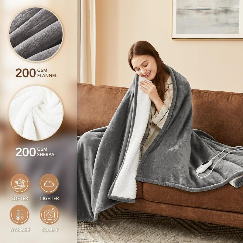 Experience Ultimate Comfort with the Homemate Heated Electric Throw – 10 Heat Levels, Auto-Off Timer, and Over-Heat Protection for Cozy Winter Nights