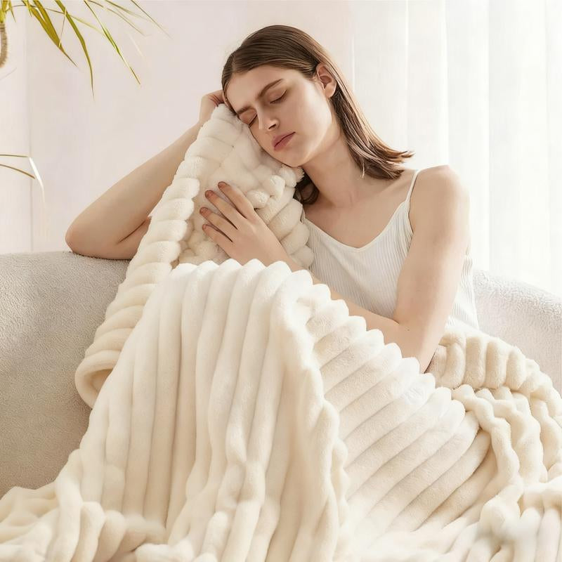 Experience Ultimate Comfort with Our Striped Sleep Blanket – Soft, Fluffy, and Skin-Friendly – Perfect for Beds and Sofas, 78 x 90 Inches – Ideal Holiday Gift for Christmas and Halloween