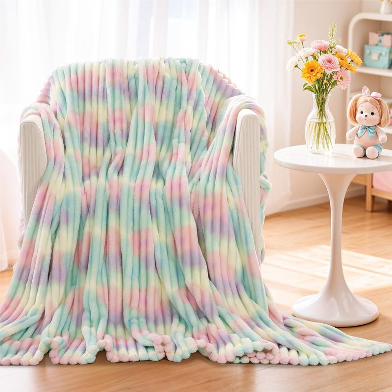 Thickened Striped Flannel Blanket – Luxuriously Soft and Cozy Plush Throw for Ultimate Comfort and Warmth, Perfect for Home Decor and Travel